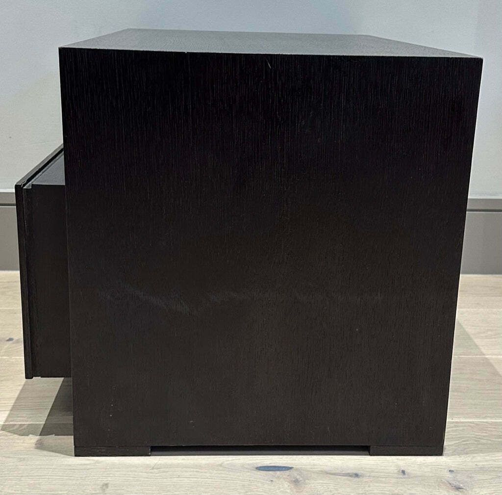 photo vinterior Pair Of 1990s Dark Brown Contemporary Stained Dark Brown Oak Bedside Tables Or Nightstands