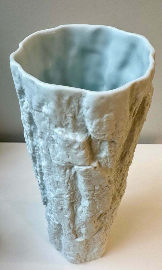 Home Decor 1970s Bisque Bark Bareuther Bavarian Porcelain Vase photo