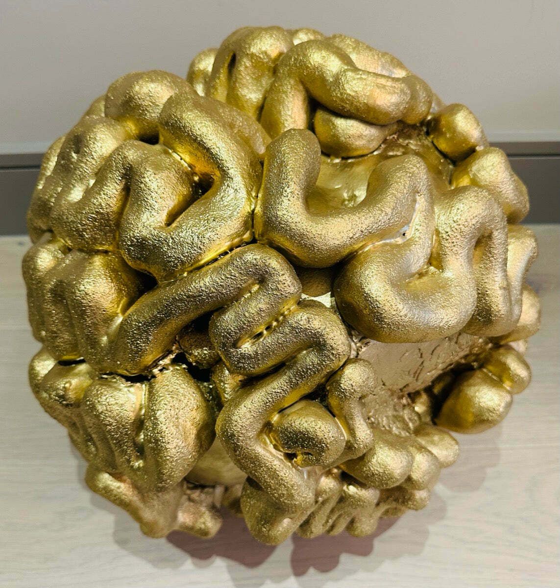 photo furniture 1960s French Abstract Terracotta Golden Brain Sculpture