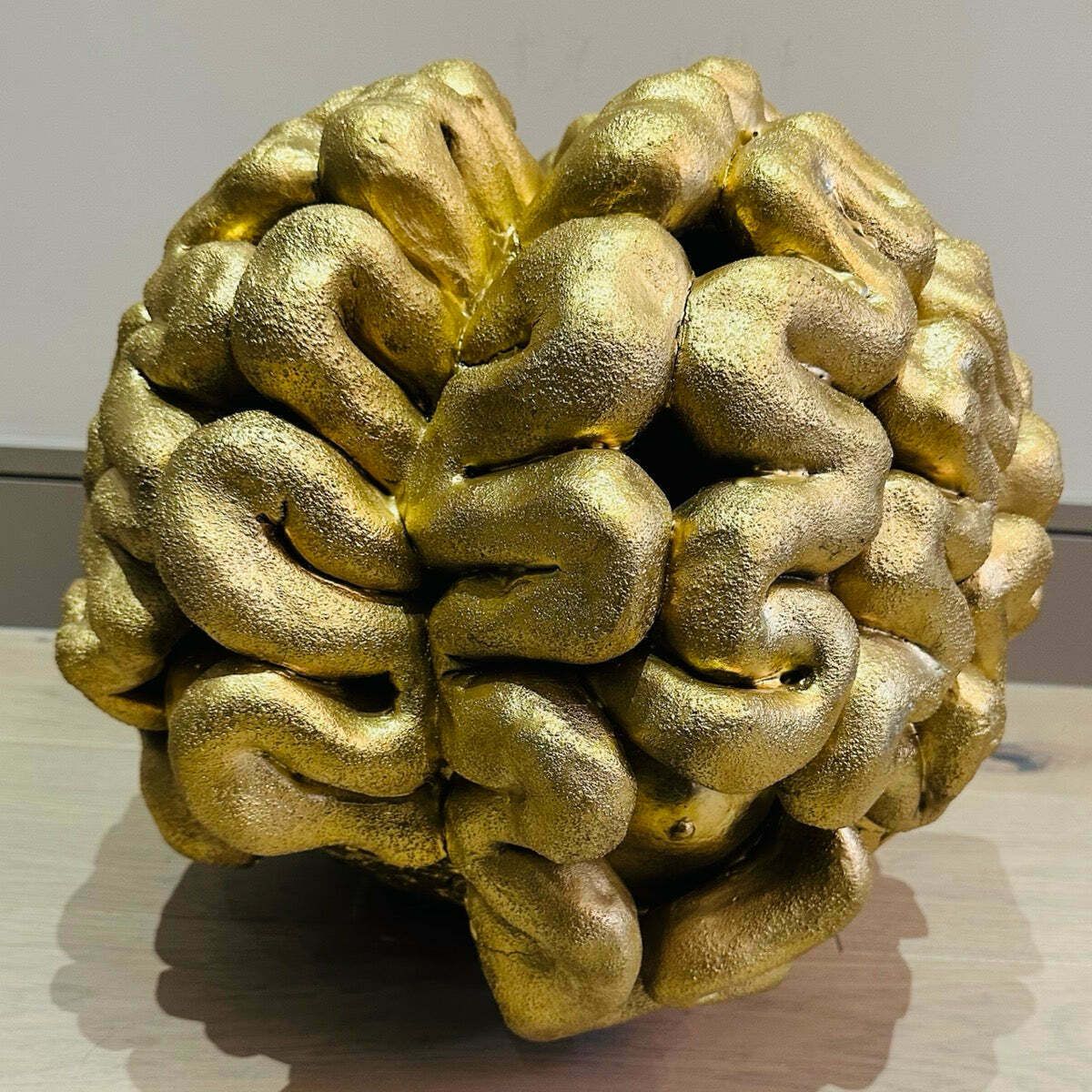 photo buy 1960s French Abstract Terracotta Golden Brain Sculpture