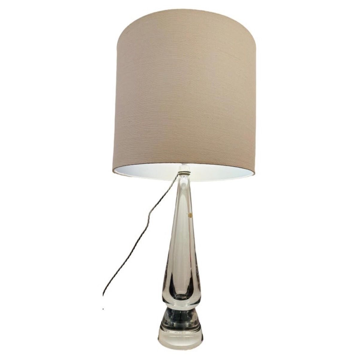 1970s Belgium Val Saint Lambert Clear Crystal Glass Table Lamp