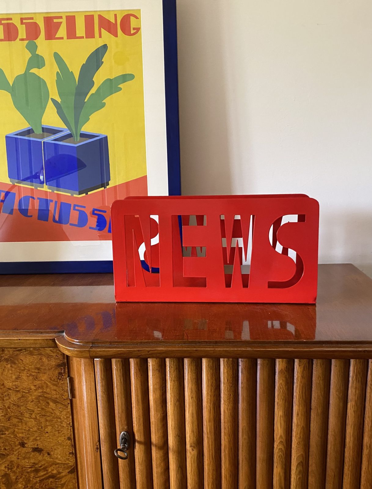 Space Age Red Magazine Rack, France 1970s photo for sale