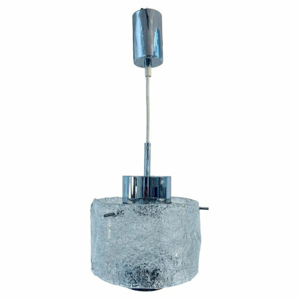 1970s German J. T. Kalmar Frosted Glass Pendant Light