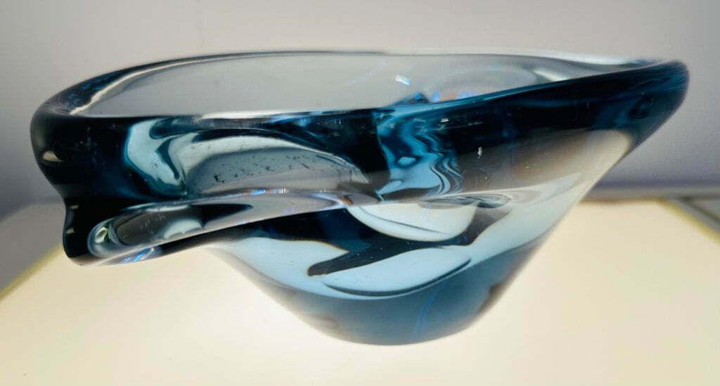 1960s Danish Blue Glass Bowl Attributed To Holmegaard photo 85.0