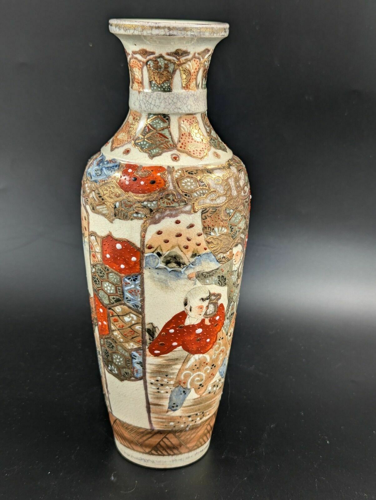 Antique Hand Painted Satsuma Vase, Japan, Meiji Period photo for sale