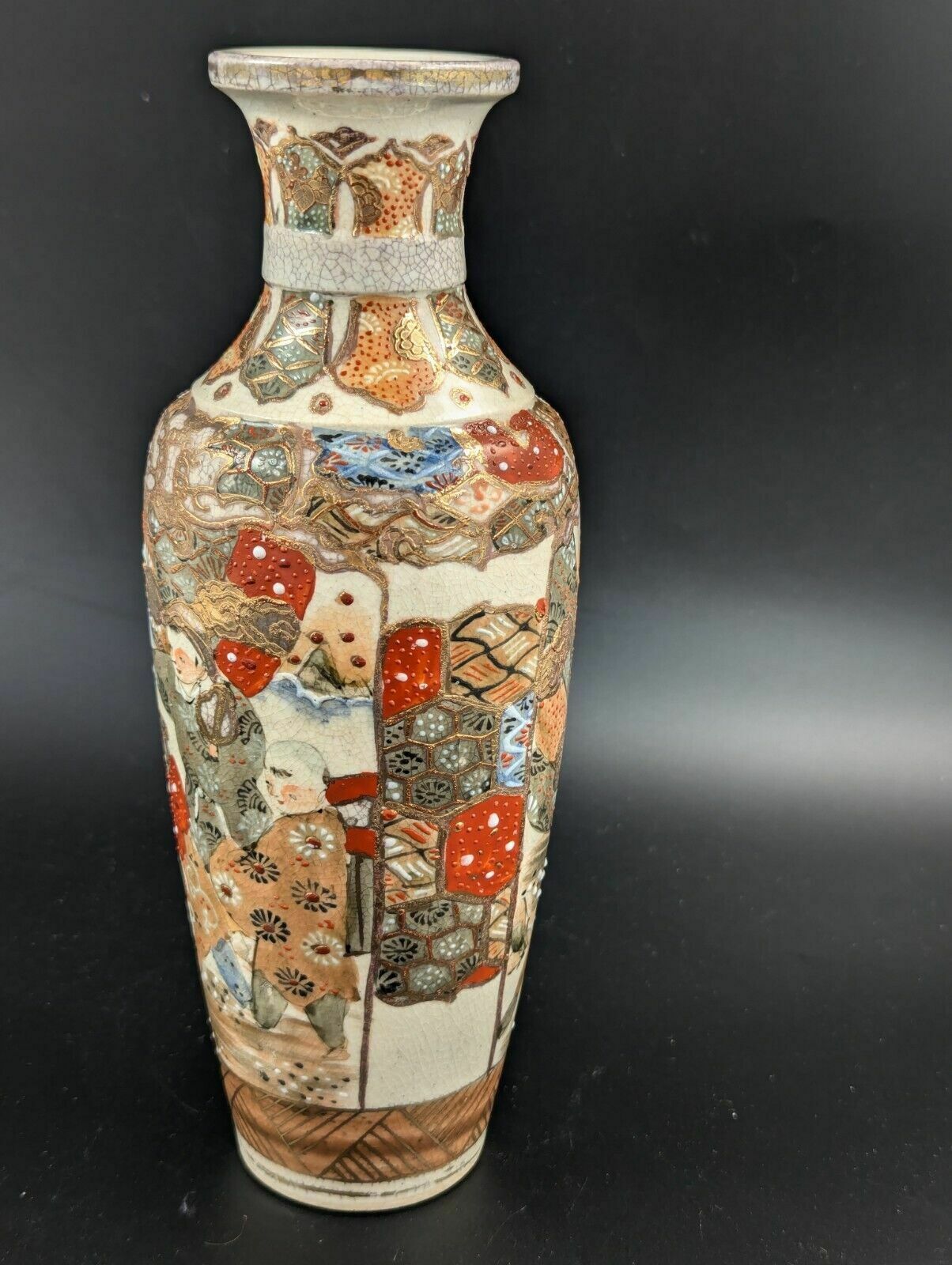 Antique Hand Painted Satsuma Vase, Japan, Meiji Period photo 150.0