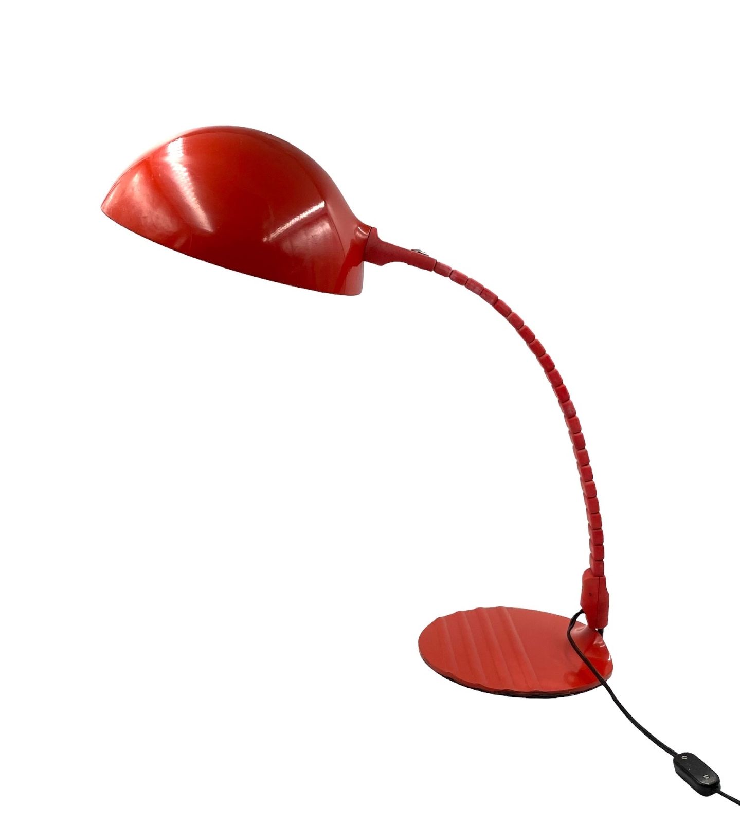 Elio Martinelli, Flex Calotta Mod. 660 Bright Red Table Lamp, Martinelli Luce Italy, 1972 photo vinterior