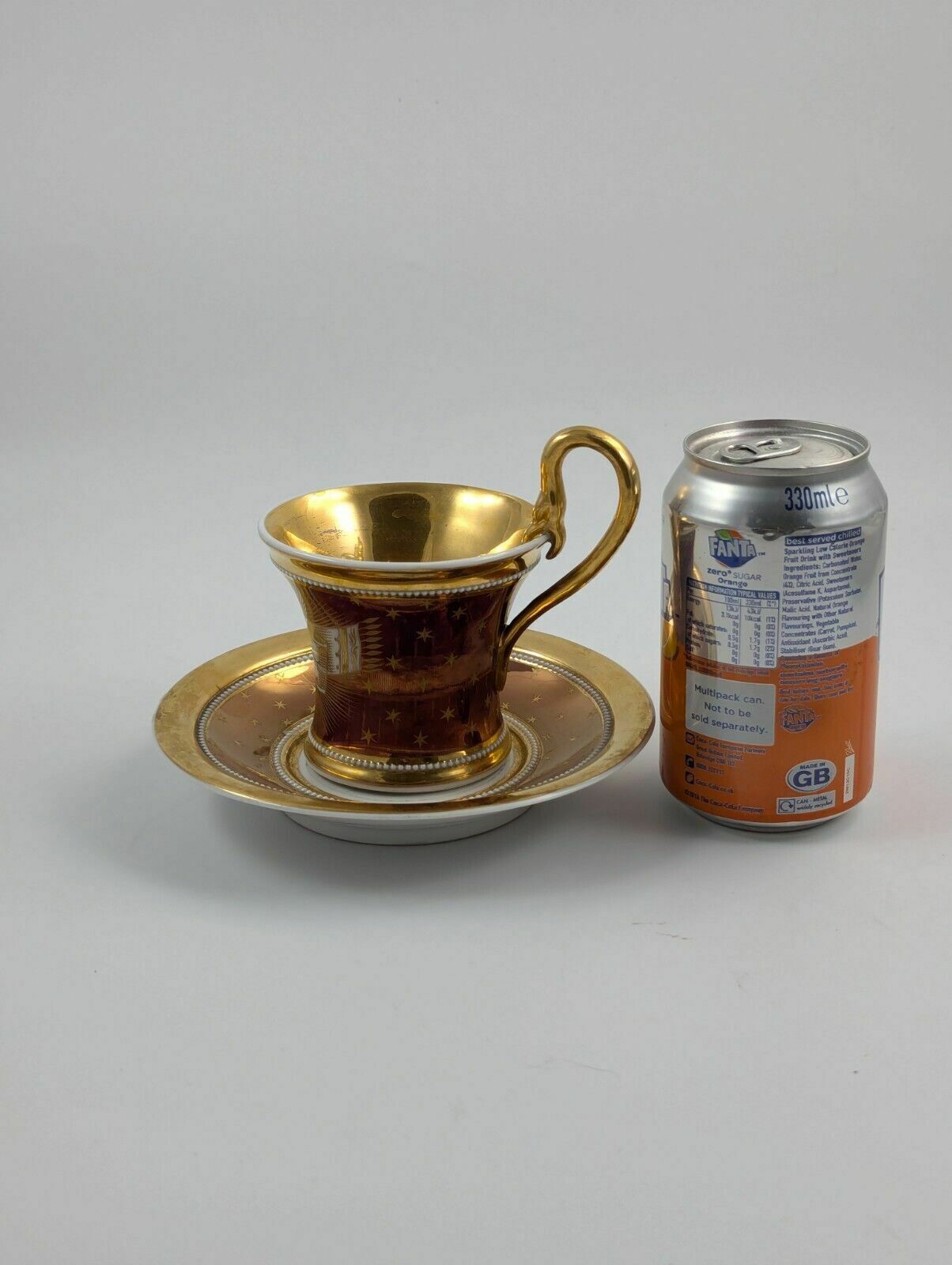photo buy Antique Kpm Berlin, Germany, Porcelain Hand Painted Cup & Saucer, C. 1800
