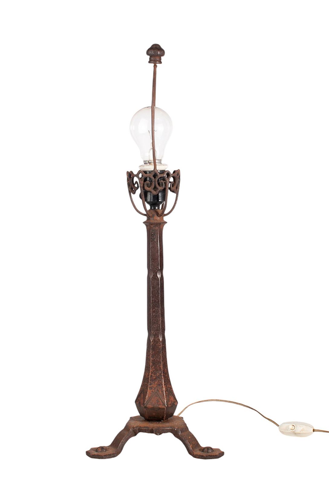 Late 19th Century Century Arts & Crafts Three Legged Metal Cast Iron Table Lamp, United Kingdom photo for sale