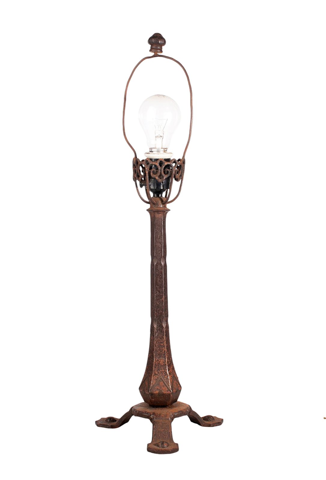 Late 19th Century Century Arts & Crafts Three Legged Metal Cast Iron Table Lamp, United Kingdom