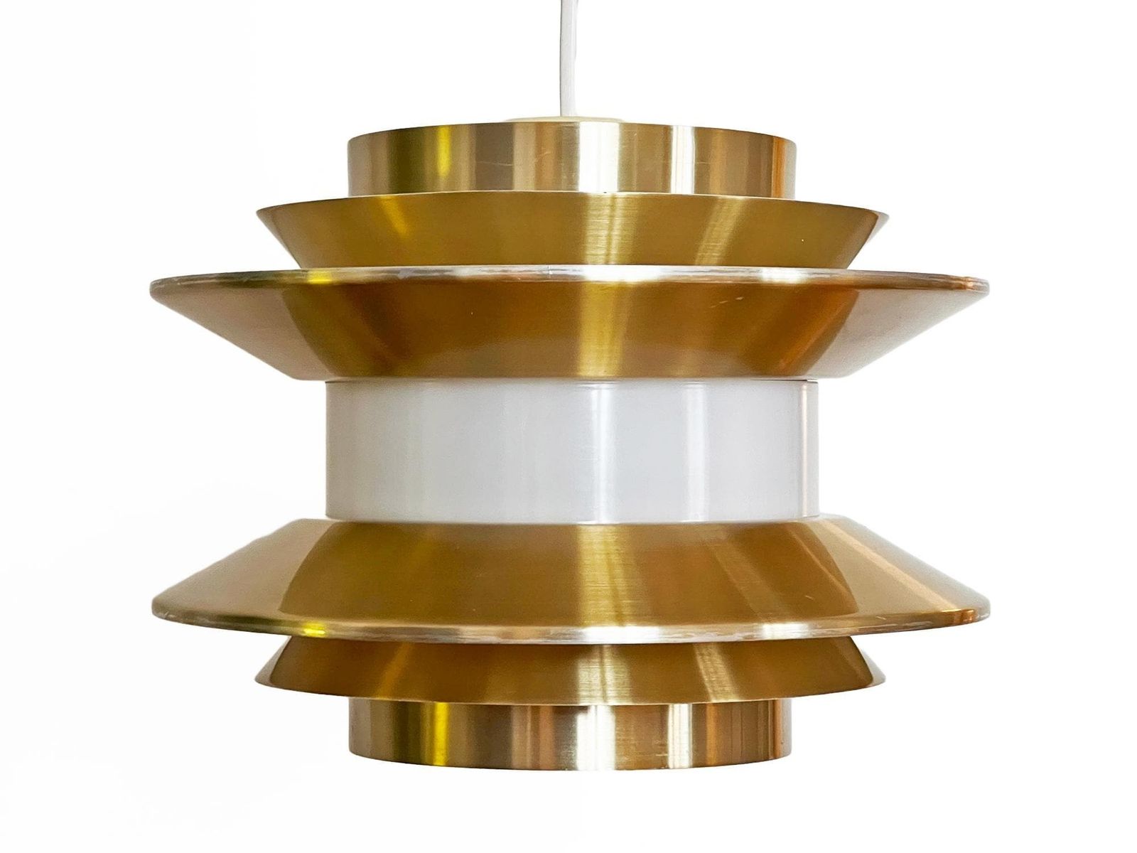 Pendant Light "Trava" In Golden Aluminium By Carl Thore For Granhaga Metallindustri. Sweden 1970s