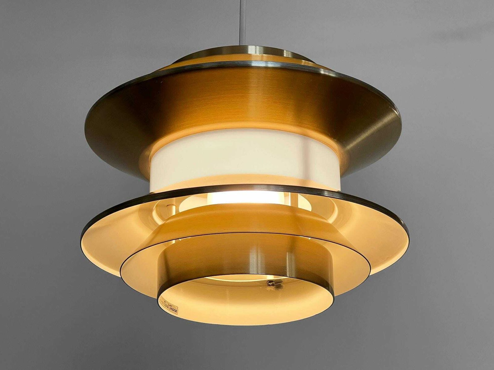 Pendant Light "Trava" In Golden Aluminium By Carl Thore For Granhaga Metallindustri. Sweden 1970s photo Lighting