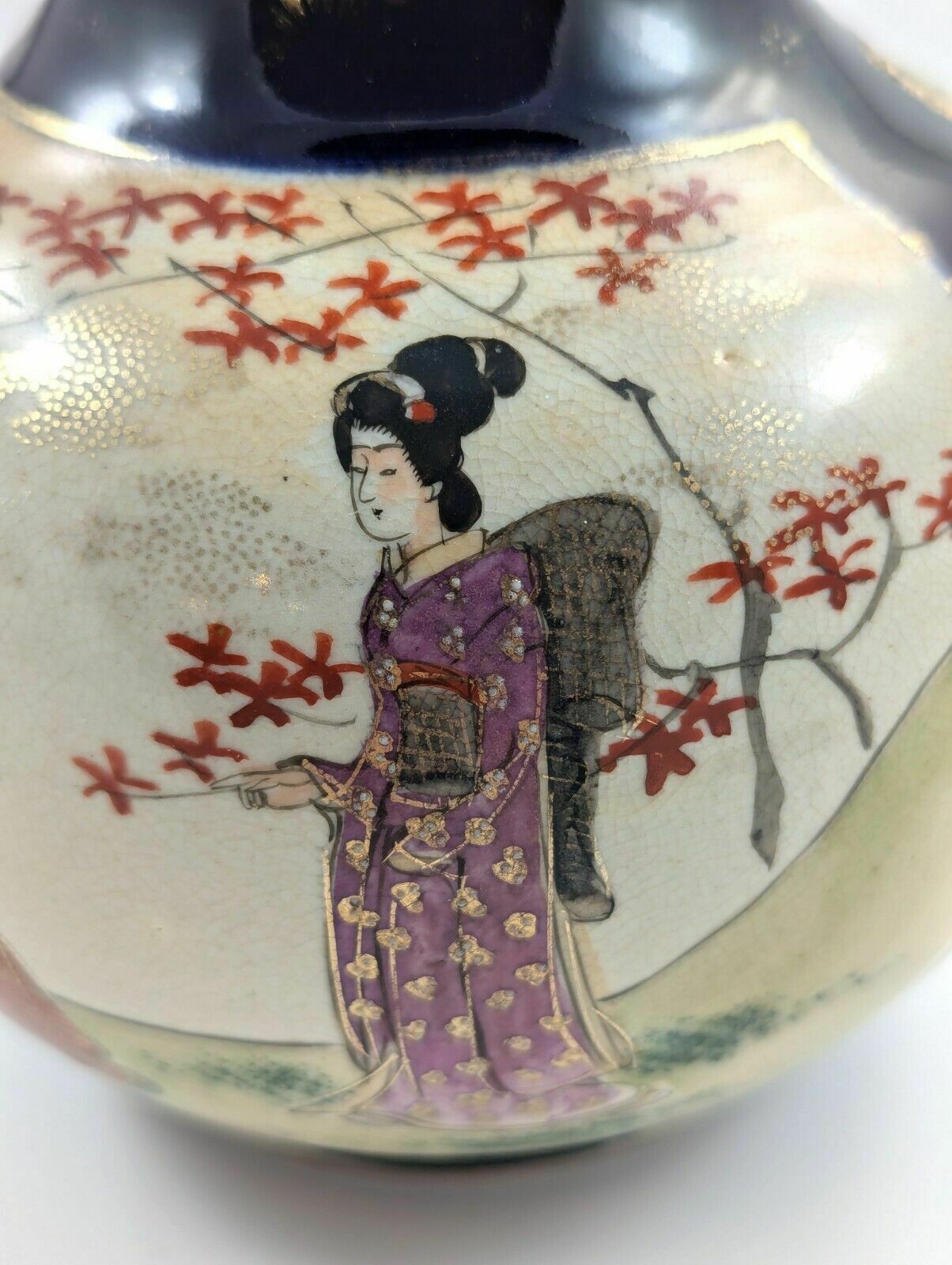 photo for sale Antique Hand Painted Vase By Satsuma, Japan, Meiji Period