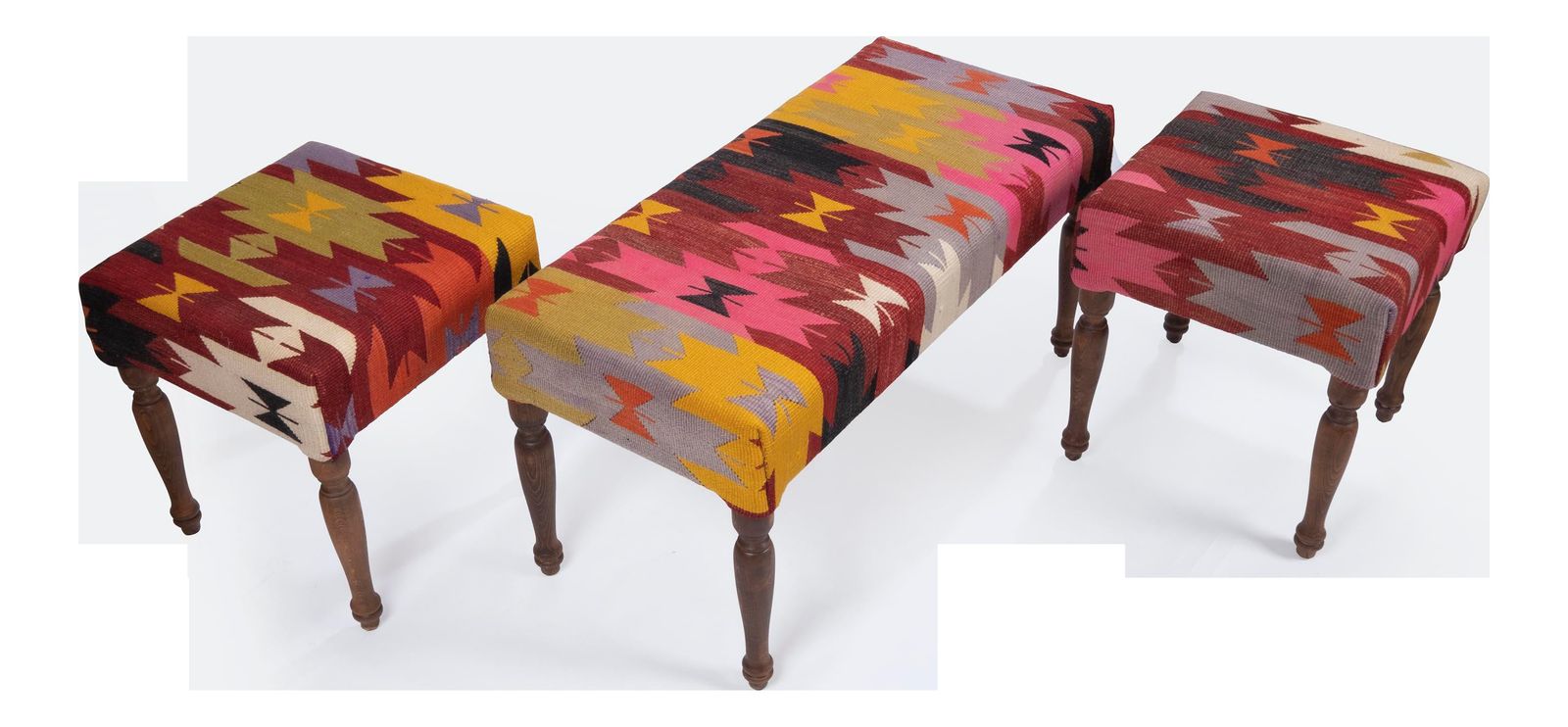 Kilim Bench Upholstered With Turkish Kilim Rug