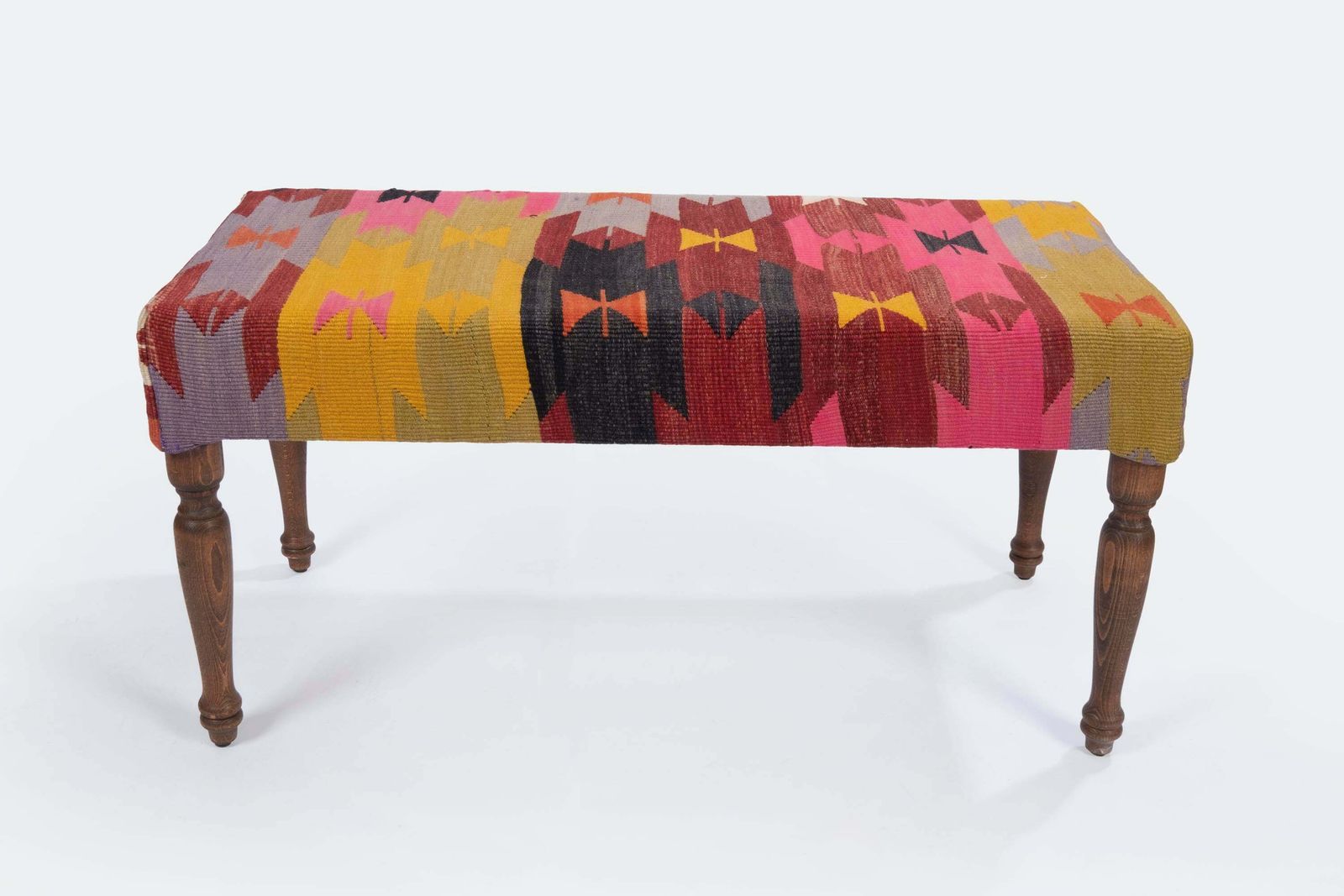 Kilim Bench Upholstered With Turkish Kilim Rug photo furniture