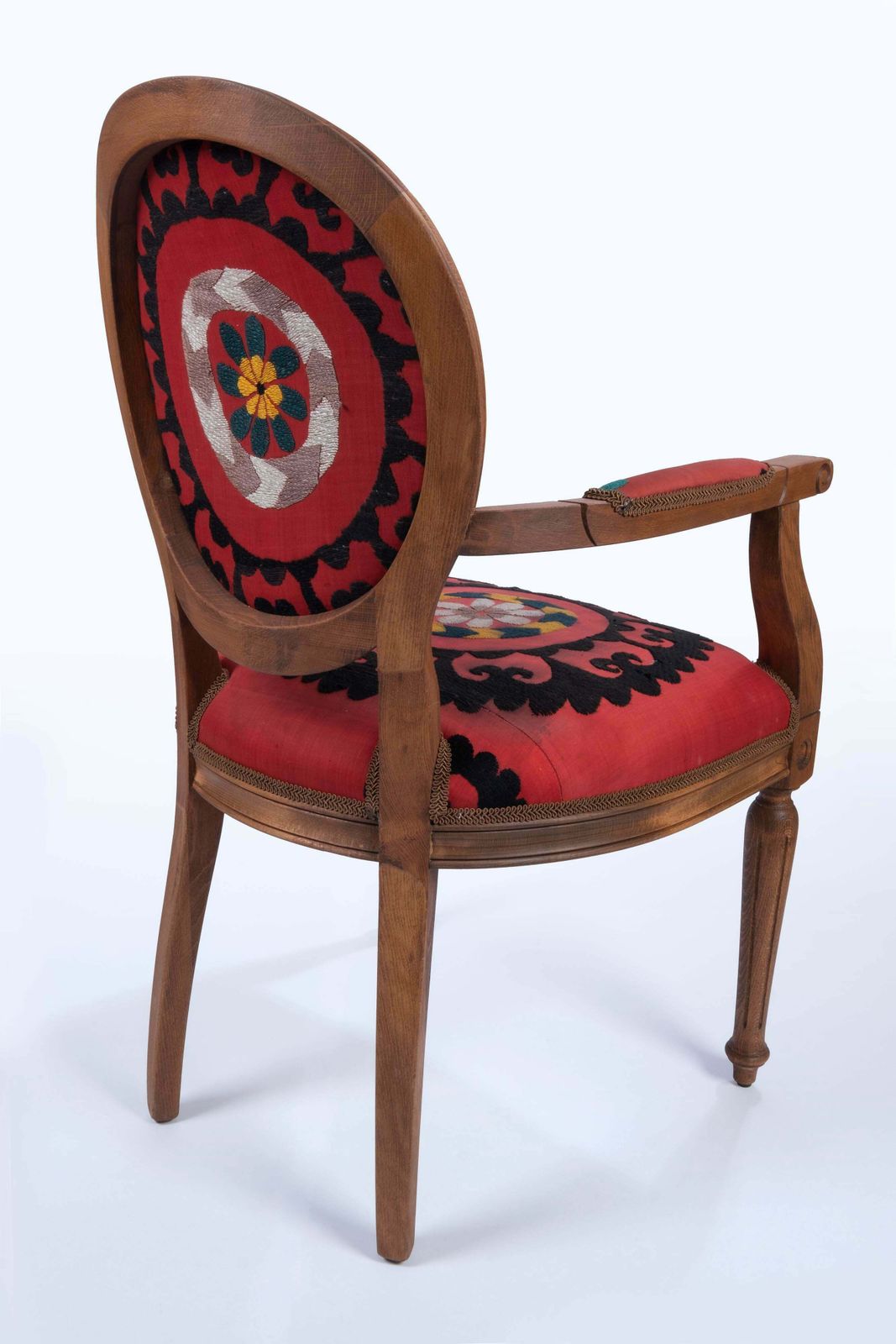 Vintage Wooden Suzani Armchair   Diningroom Chair With Bergere Style photo Furniture