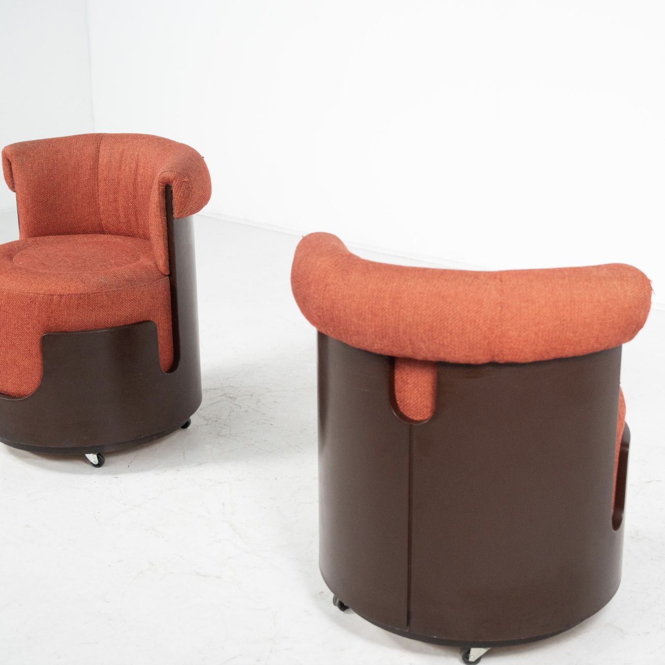 Mid Century Modern Pair Of Small Armchairs, Italy, Original Fabric photo for sale