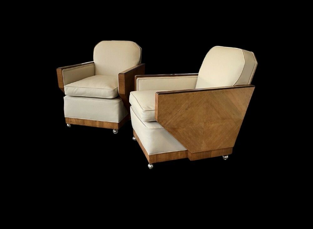 A Superb Pair Of Art Deco Armchairs photo Furniture
