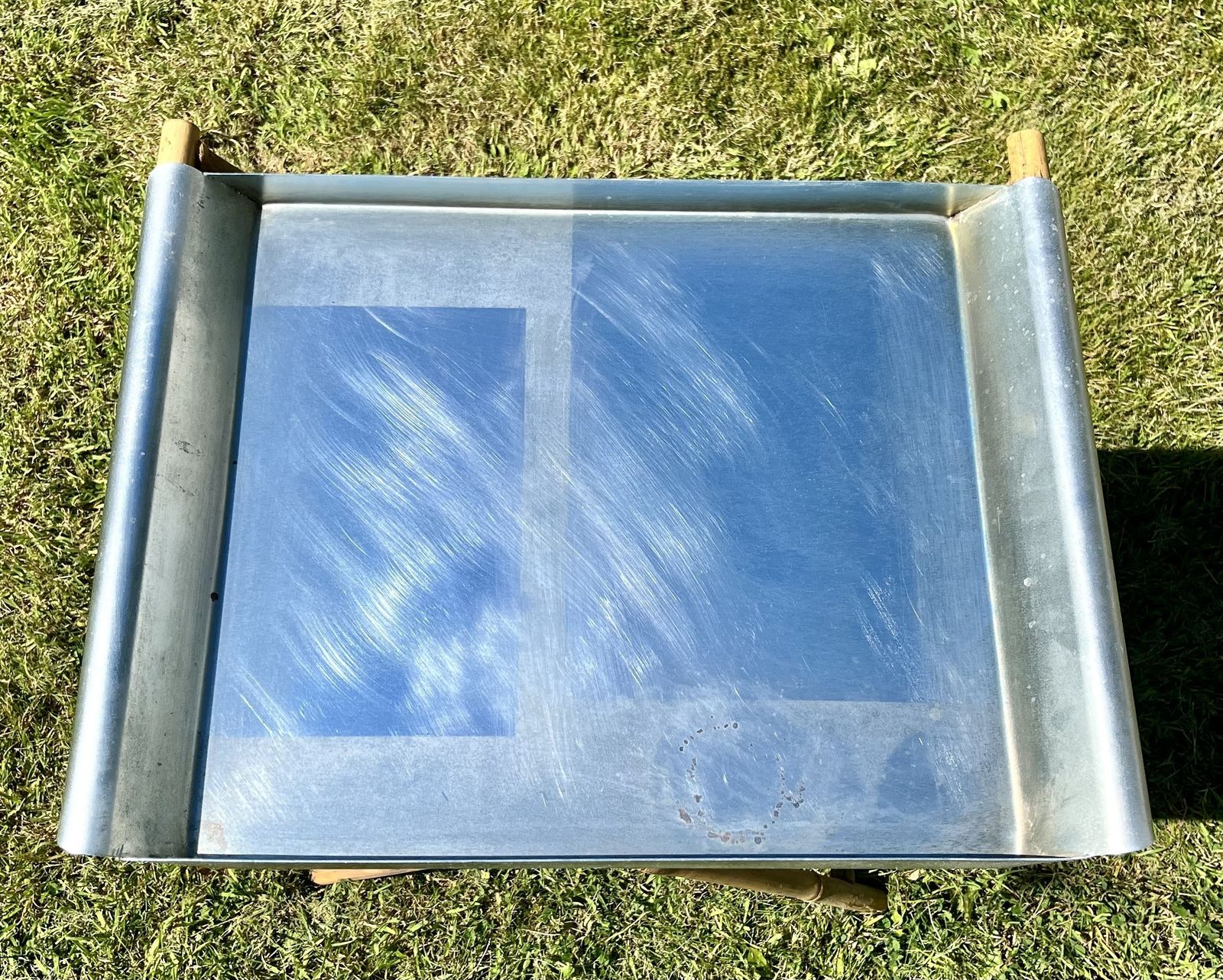 Amazing Vintage Bamboo And Steel Butlers Serving Tray & Folding Stand photo for sale