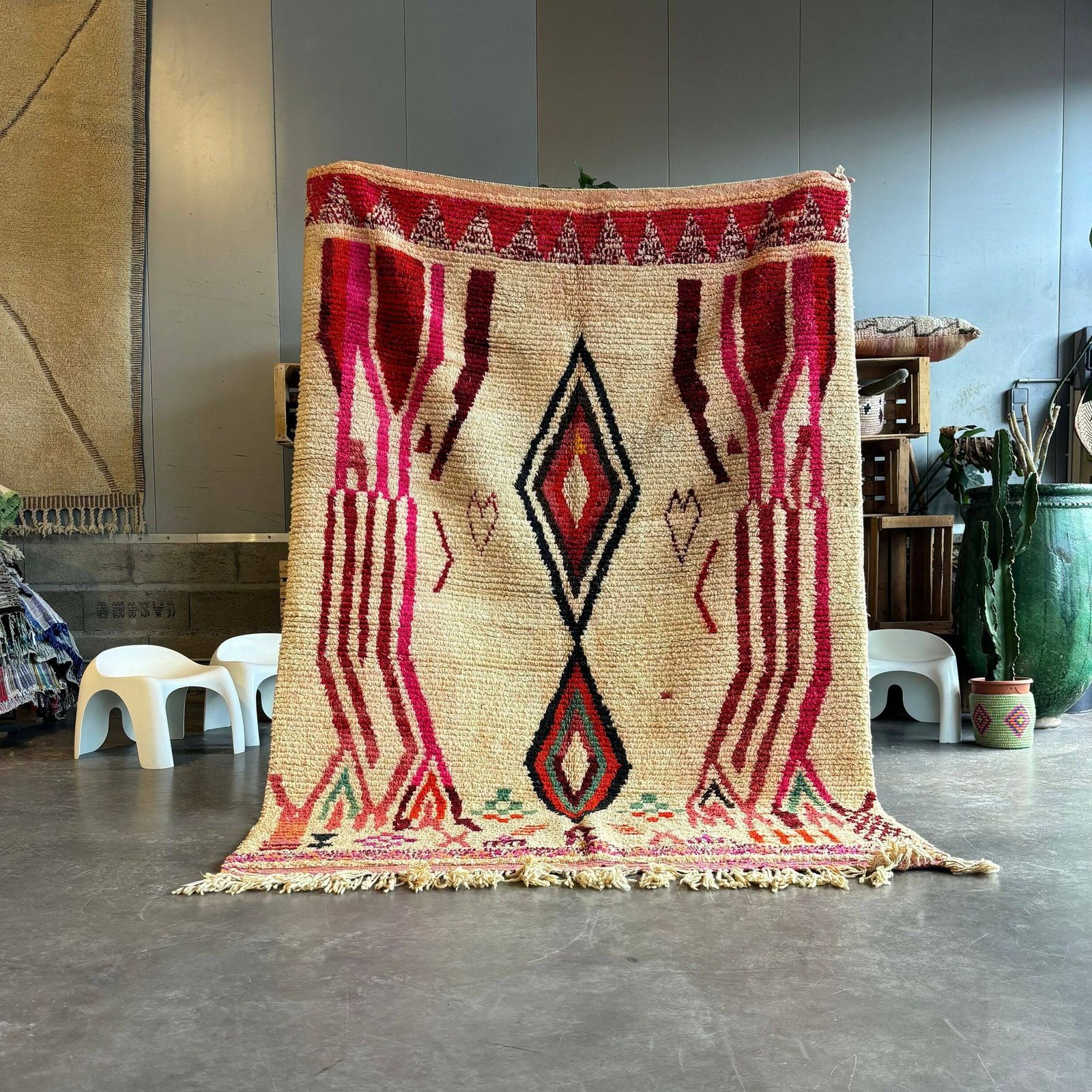 Moroccan Wool Rug 180x260 Cm, Berber Hand Made Carpet, Beni Ourain Moroccan Rug, Living Interior Rug, Modern Rug