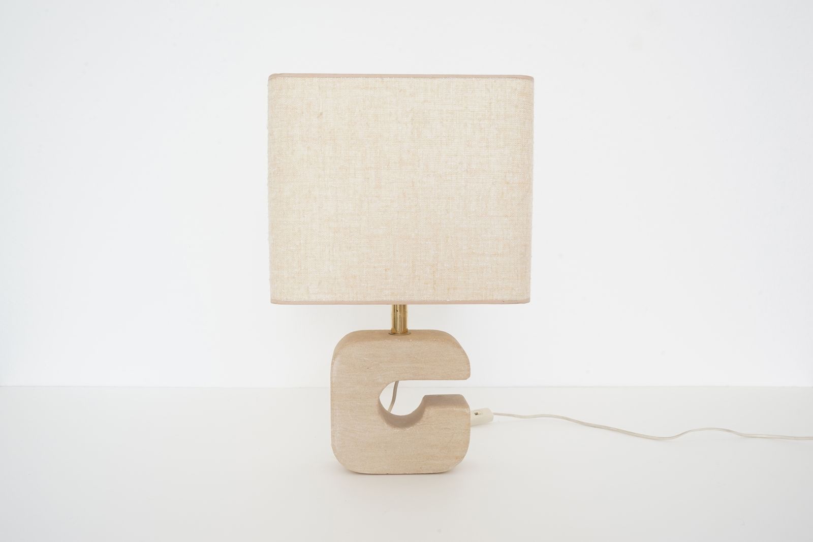 Desk Lamp From The 1960's In Sandstone And Beige Coloured Fabric photo buy