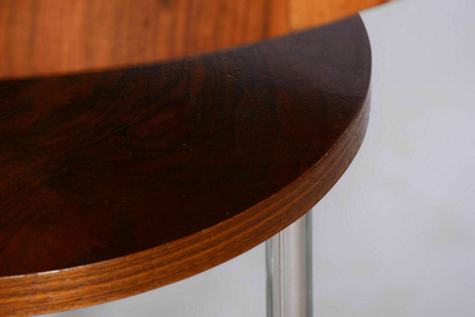 Restored Bauhaus Round Table, By Robert Slezák, Spruce, Walnut, Czech, 1930s photo vintage