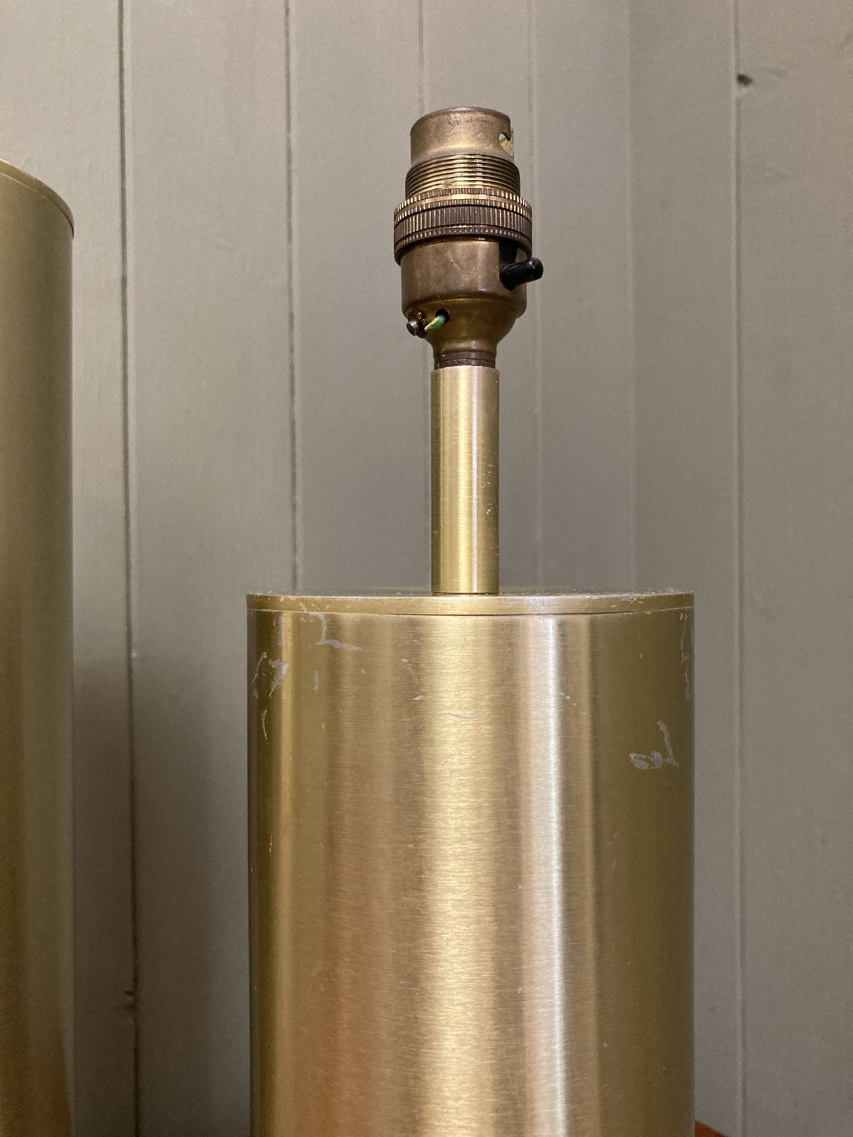 Pair Of Swedish Style Brass Metal Mid Century Table Lamps photo buy