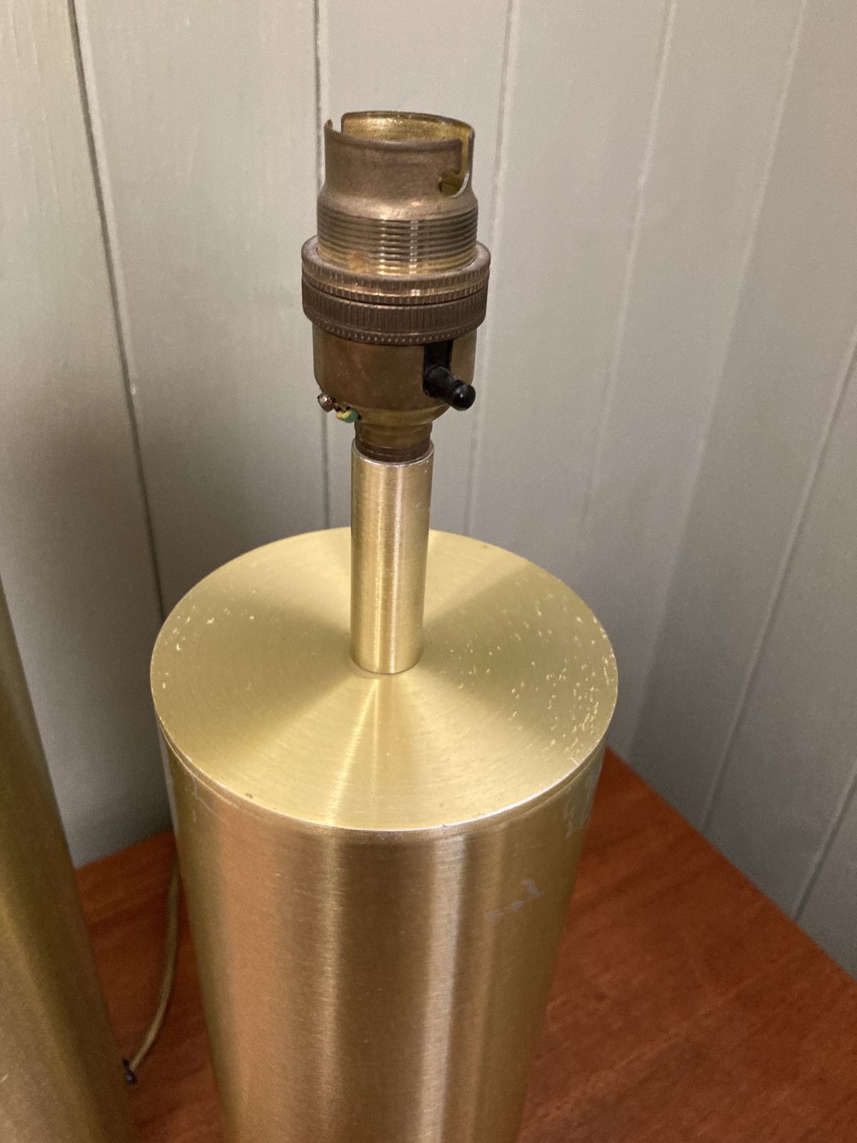 photo furniture Pair Of Swedish Style Brass Metal Mid Century Table Lamps