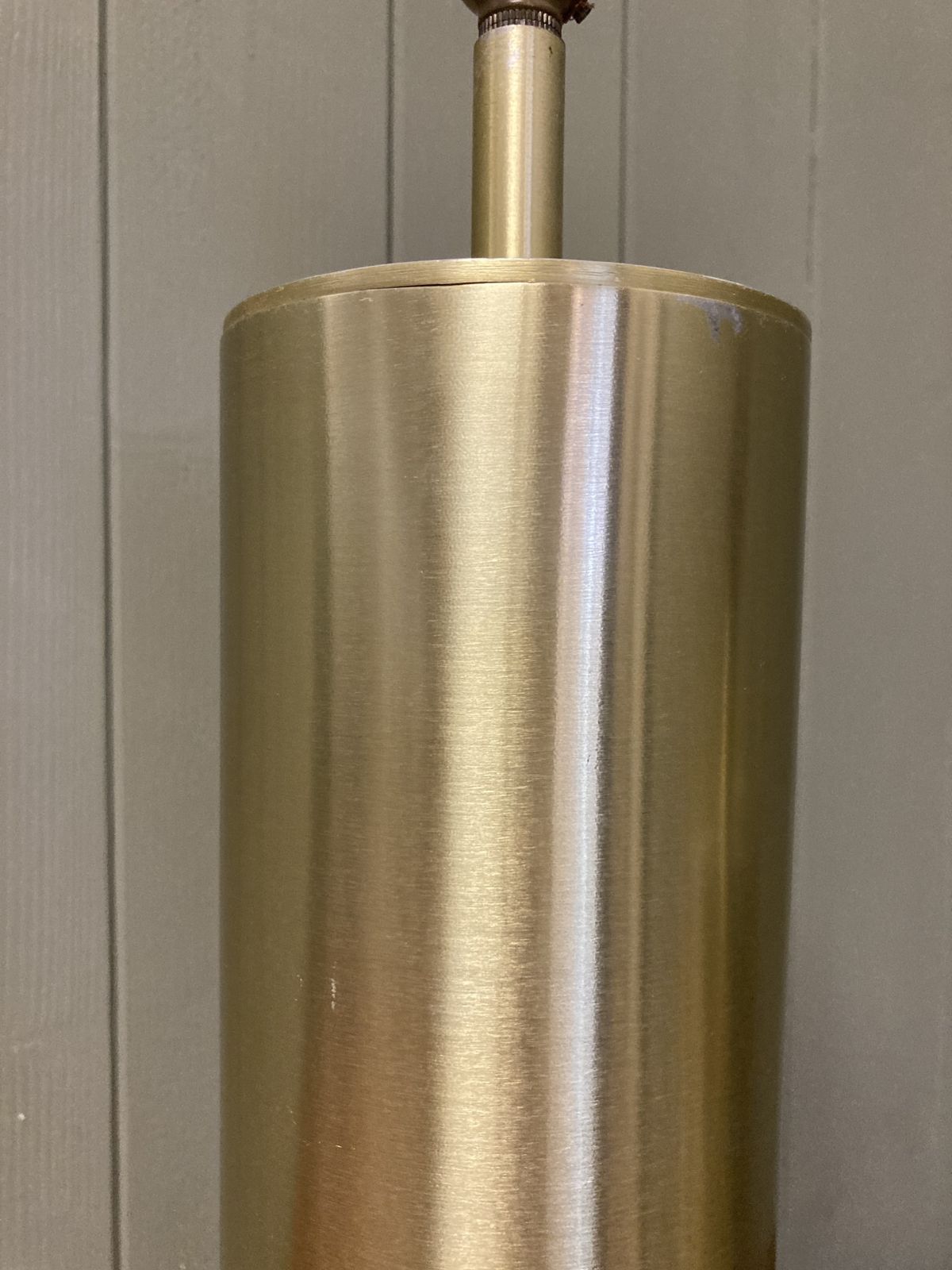 photo vintage Pair Of Swedish Style Brass Metal Mid Century Table Lamps