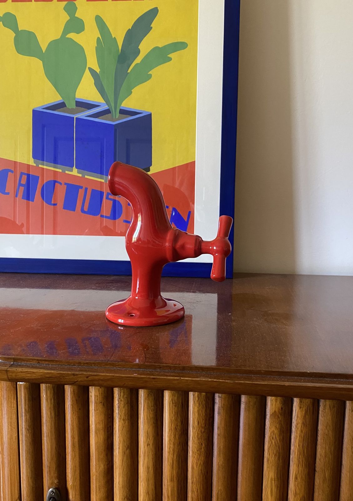 Red Tap Shaped Ceramic, Jc Peiré, France Ca. 1970 photo buy