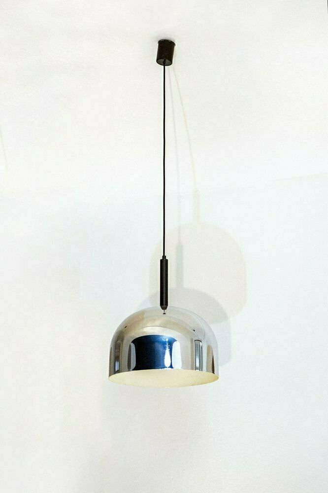 Chromen Hanglamp Van Gae Aulenti En Livio Castiglioni Voor Stilnovo, Jaren 1960