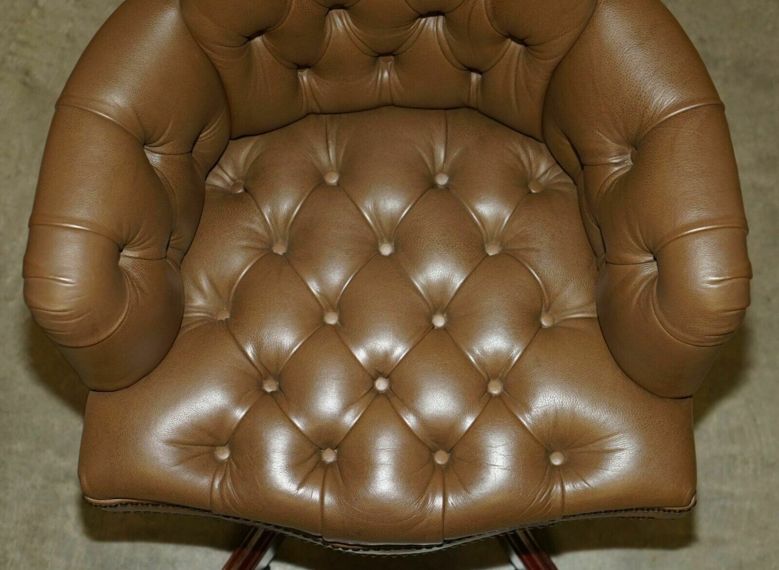 photo for sale George Smith Brown Leather Chesterfield Tufted Captains Chair