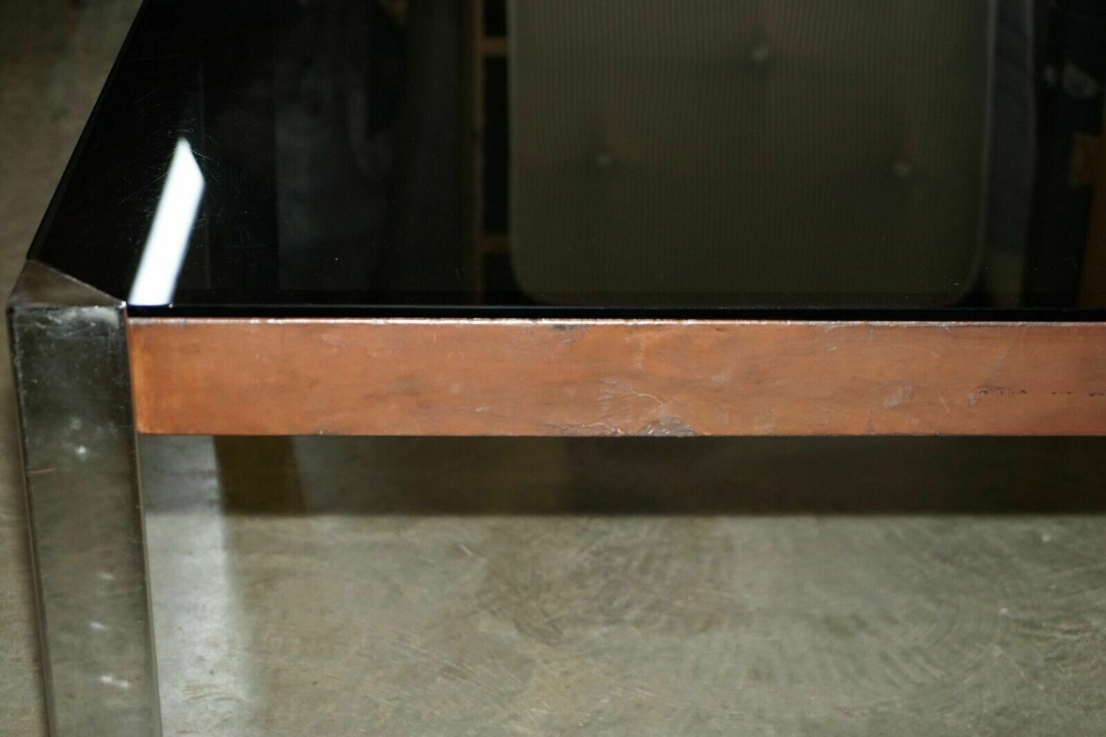 Hermes Paris Guido Faleschini Mid Century Modern Glass & Leather Dining Table photo vintage