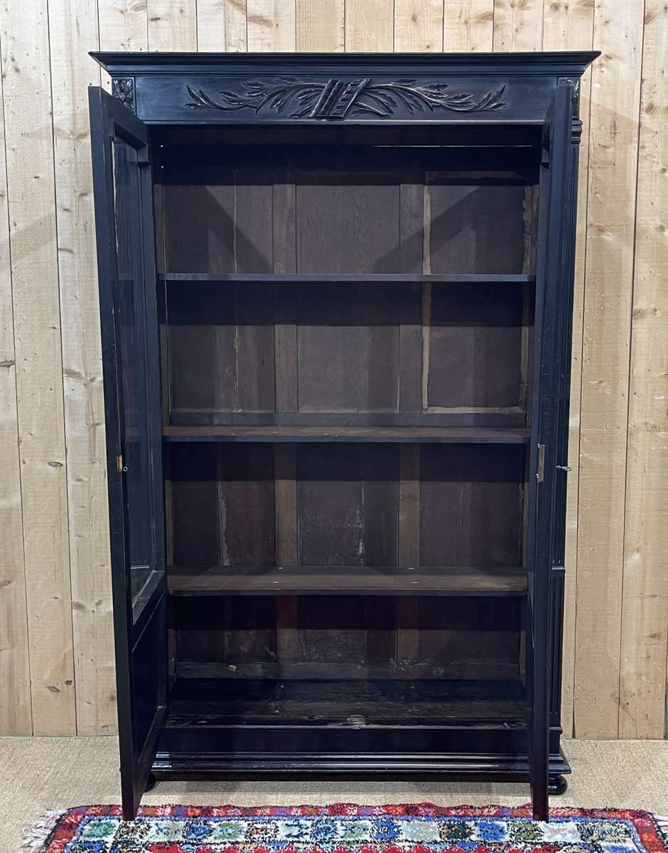 Furniture Napoleon III 19th Century Bookcase In Blackened Wood photo