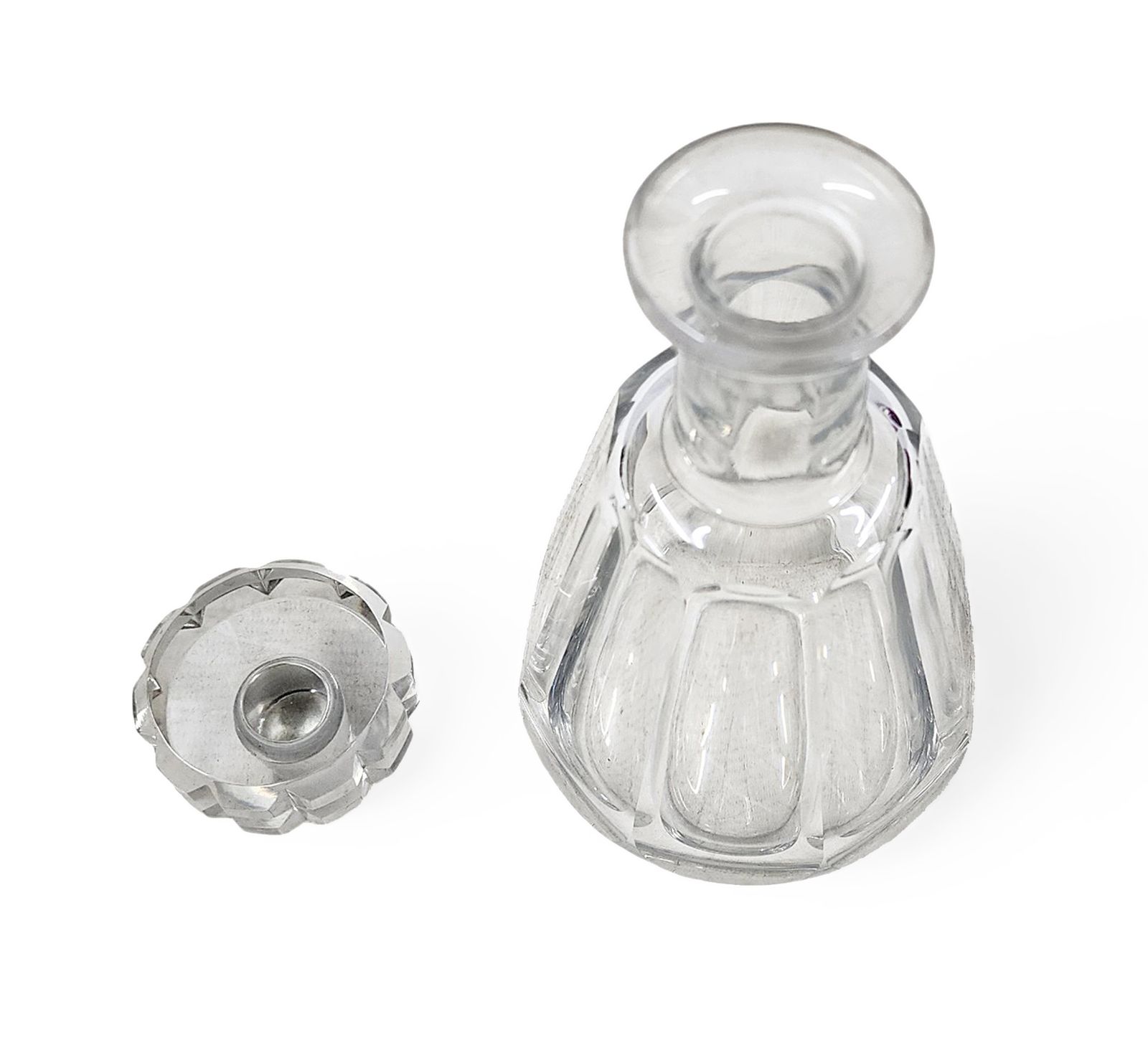 Mid 20th Century Modern Cut Crystal/Glass Decanter With Stopper Stamped By Baccarat, France photo vinterior