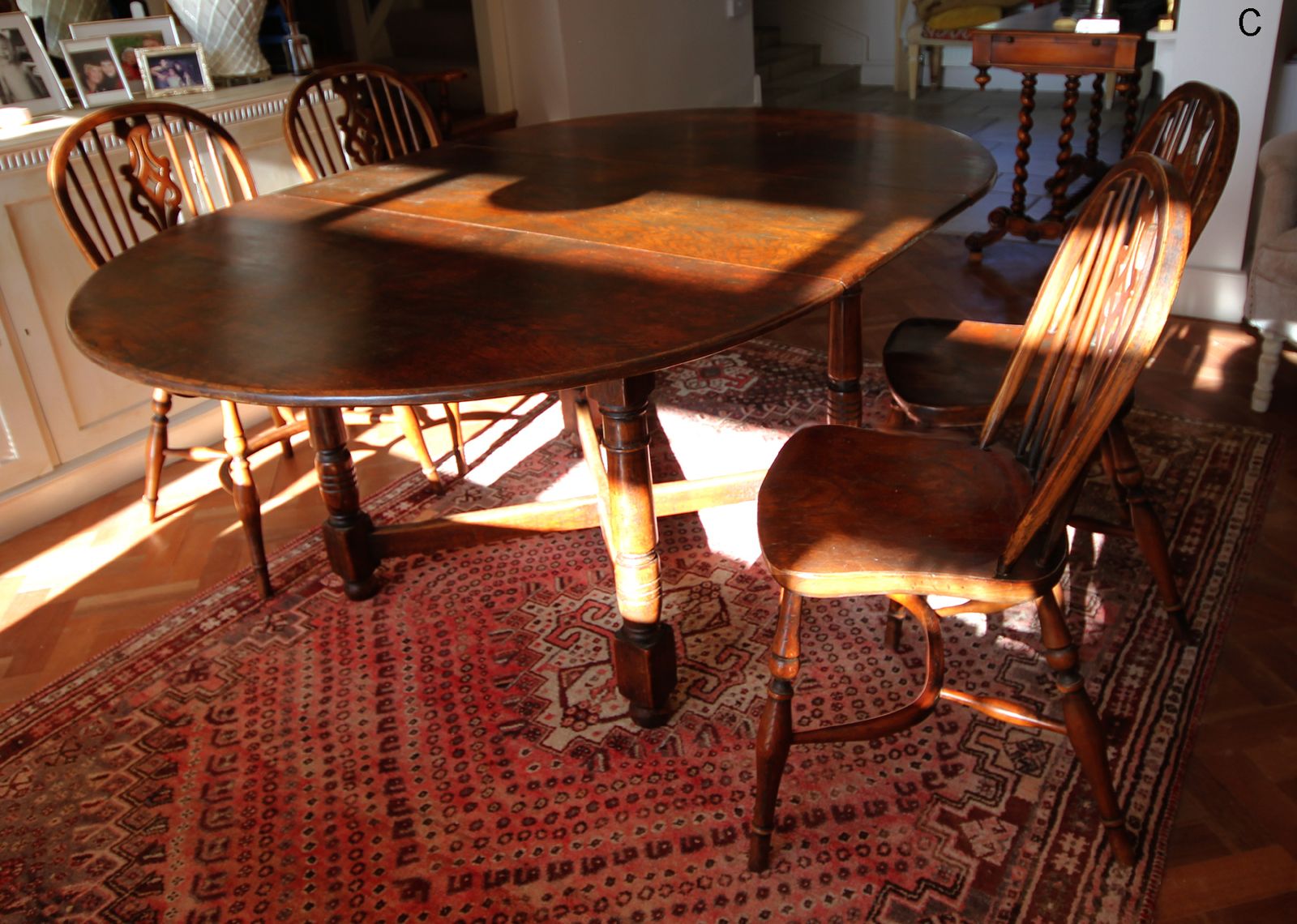 Solid Oak Table & Ash Chairs Hand Made Batheaston Of Bath Uk Vintage photo for sale