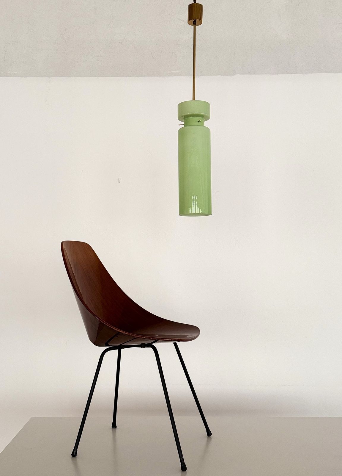 Italian Murano Glass Pendant Light In Kiwi Green By Vistosi, 1980s photo furniture