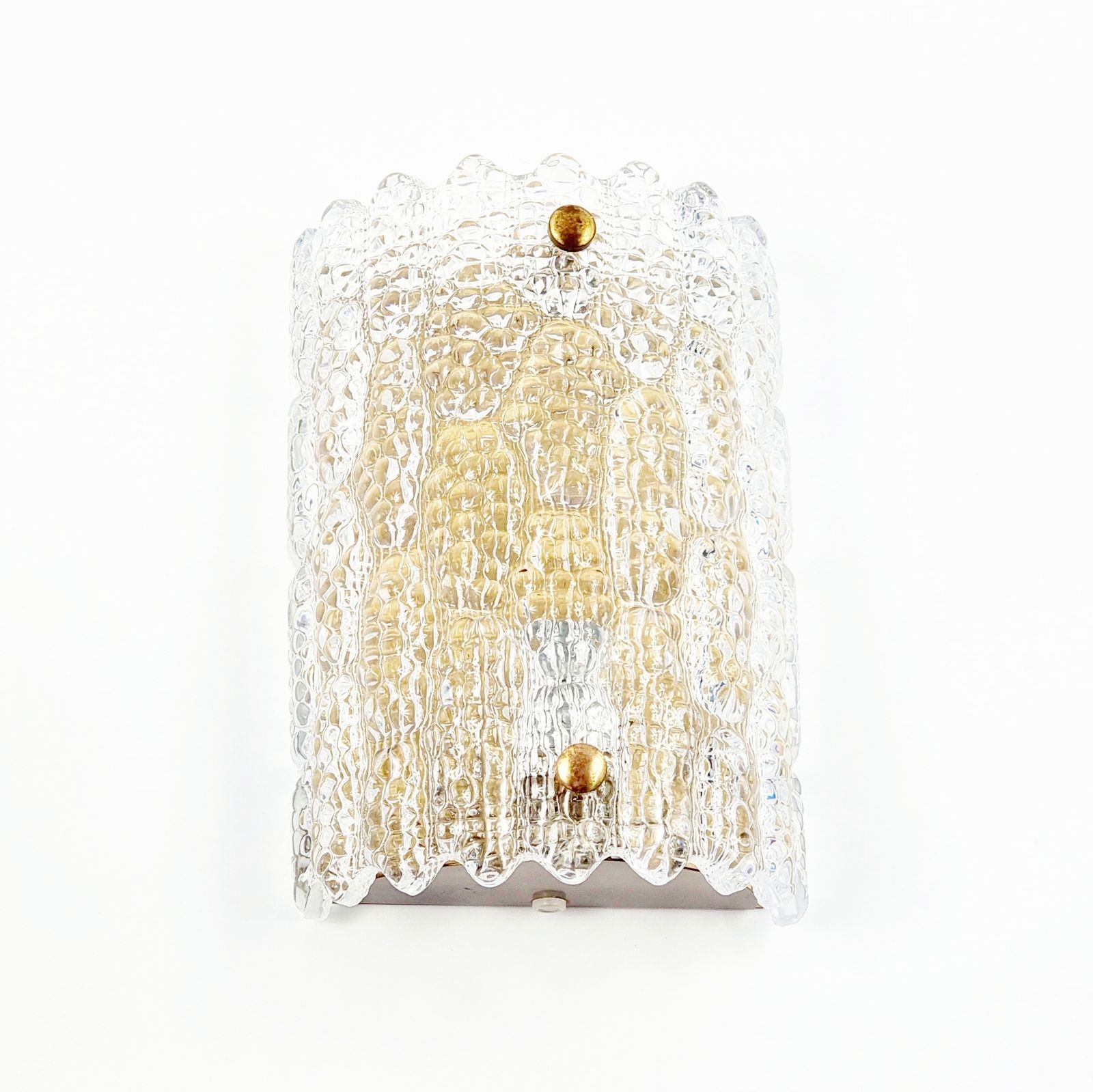 Mid Century Scandinavian Glass & Brass Wall Light By Carl Fagerlund For Orrefors, Sweden, 1960s photo for sale
