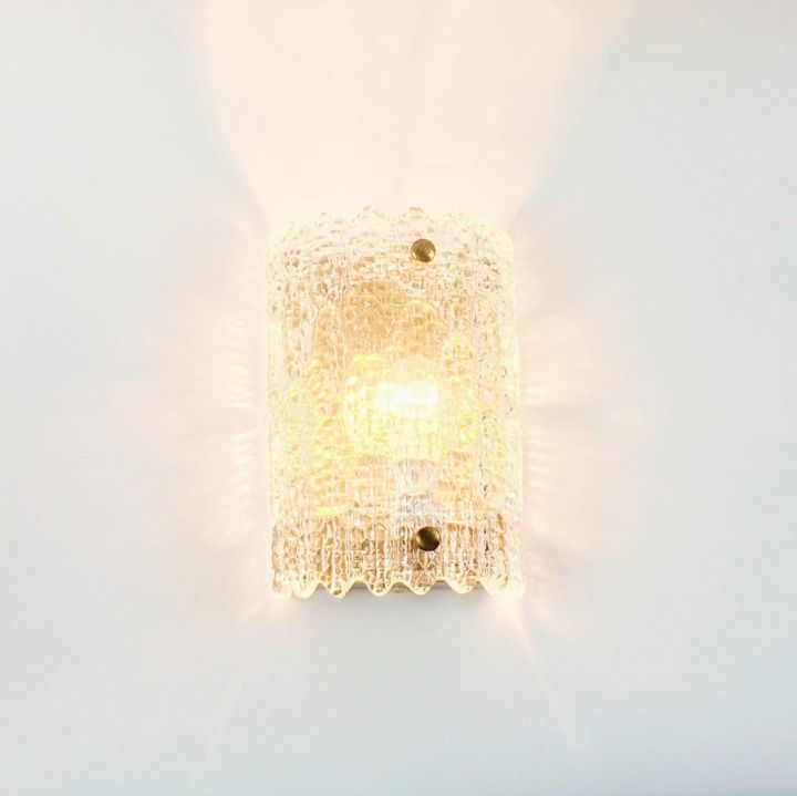 Mid Century Scandinavian Glass & Brass Wall Light By Carl Fagerlund For Orrefors, Sweden, 1960s photo vinterior