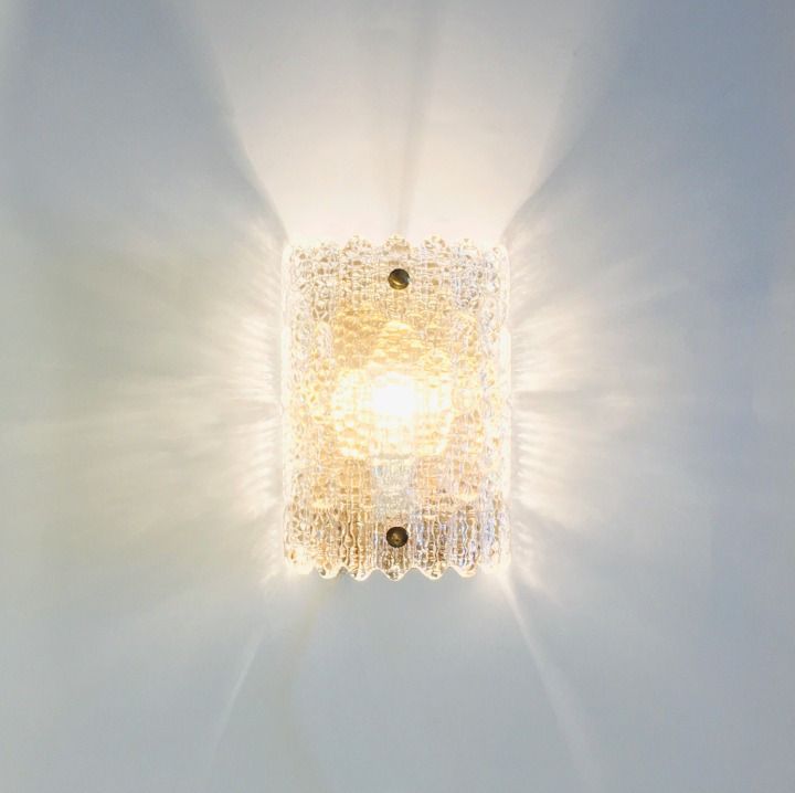 Mid Century Scandinavische Glas  En Messing Wandlamp Van Carl Fagerlund Voor Orrefors, Zweden, Jaren 1960 photo vintage