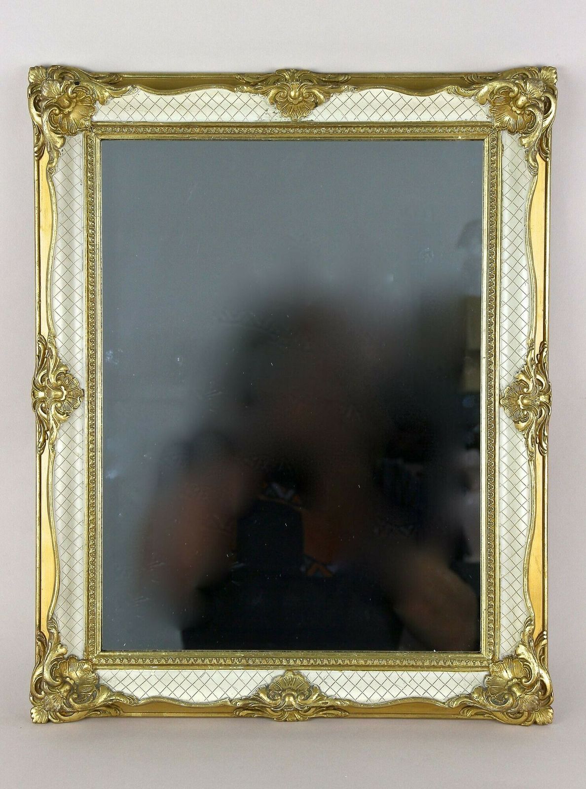 Gilt/ White Venetian Rococo Style Wall Mirror, Mid Century   It Ca. 1950