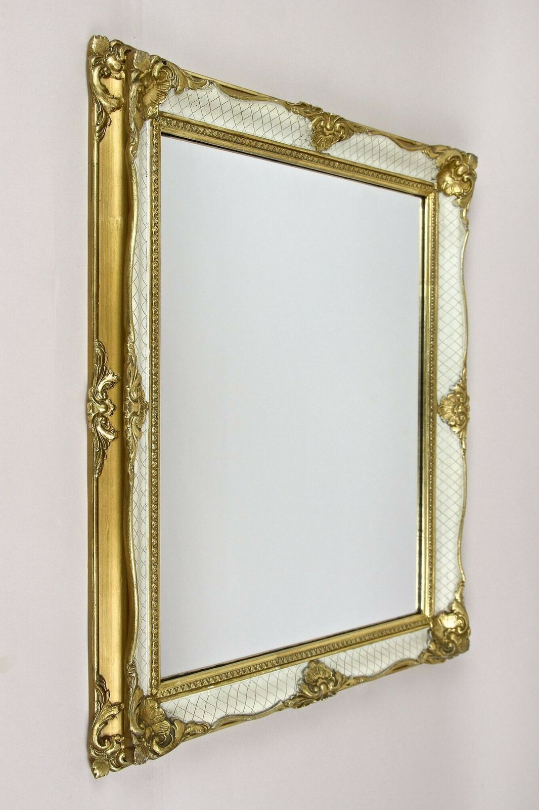 Gilt/ White Venetian Rococo Style Wall Mirror, Mid Century   It Ca. 1950 photo furniture