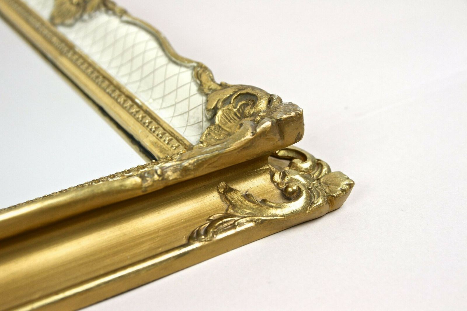 685.0 Gilt/ White Venetian Rococo Style Wall Mirror, Mid Century   It Ca. 1950 photo