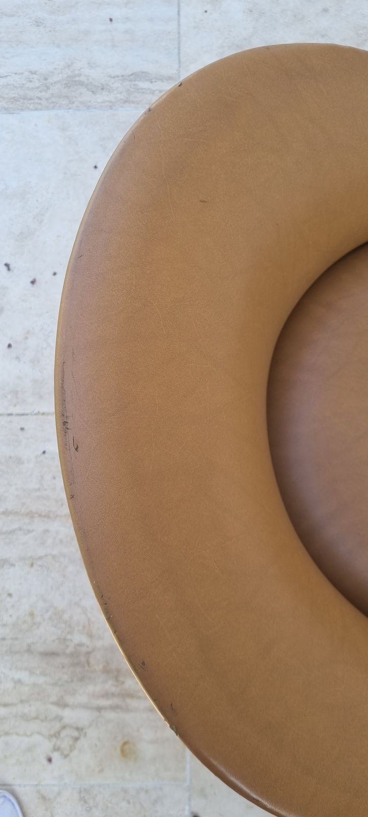 980.0 Vintage 1950s French Style Egg Chair In Cognac Faux Leather. photo