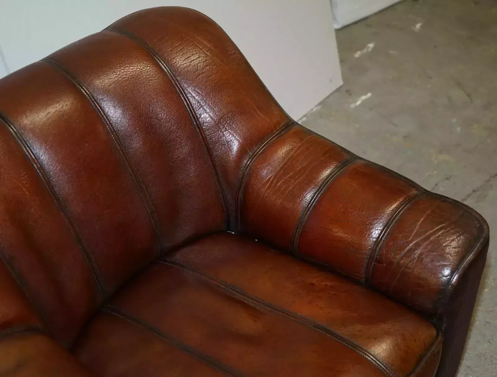 photo furniture Cir 1960's De Sede Ds 44 Reclining Brown Buffalo Neck Leather Armchair & Ottoman