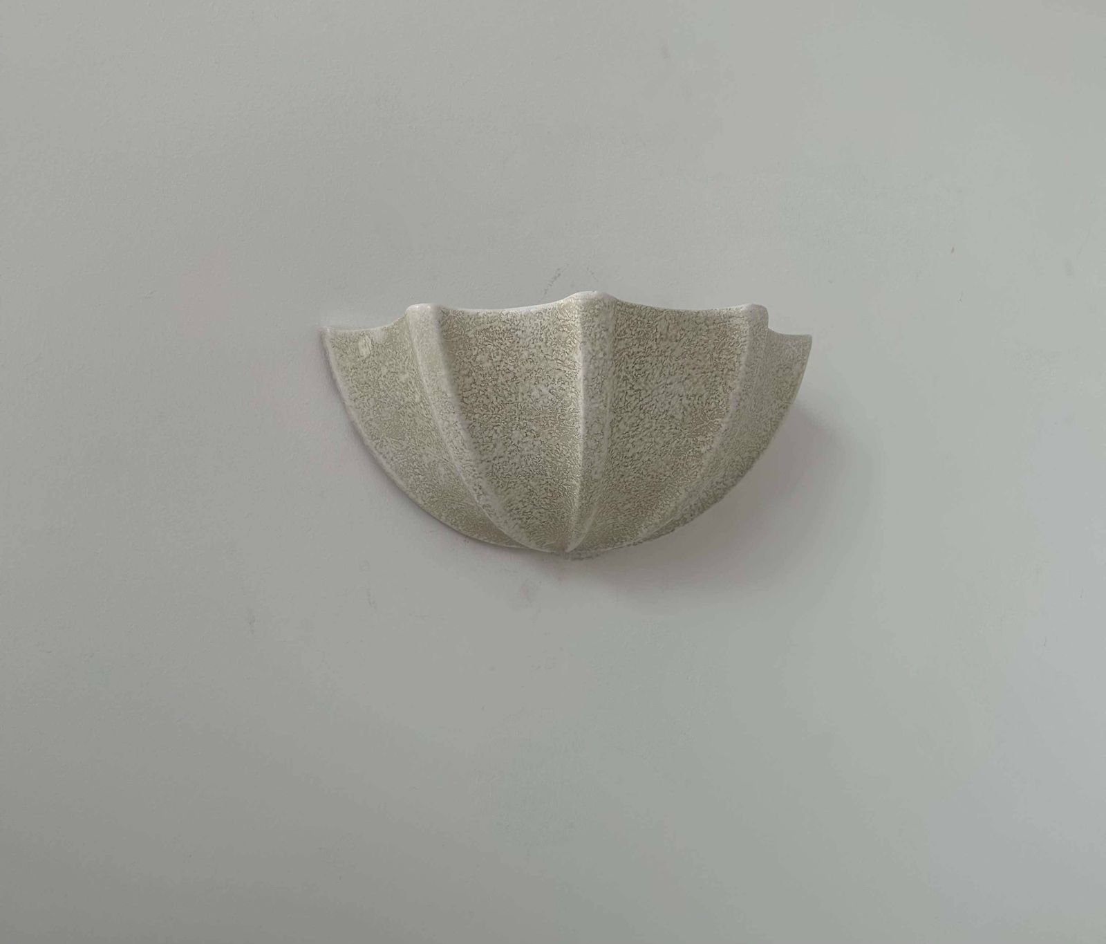 Vintage Porcelain Shell Wall Light, Speckled Beige, France 1960 photo furniture