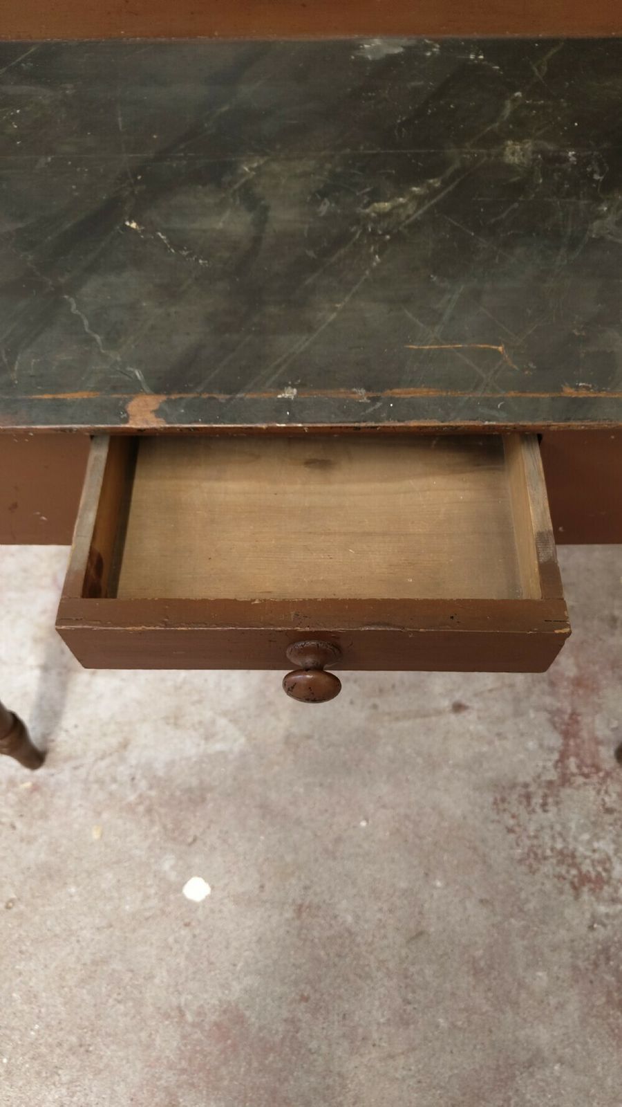 Antique Victorian Rustic Scumbled Pine Washstand Table With Faux Marble Top photo furniture