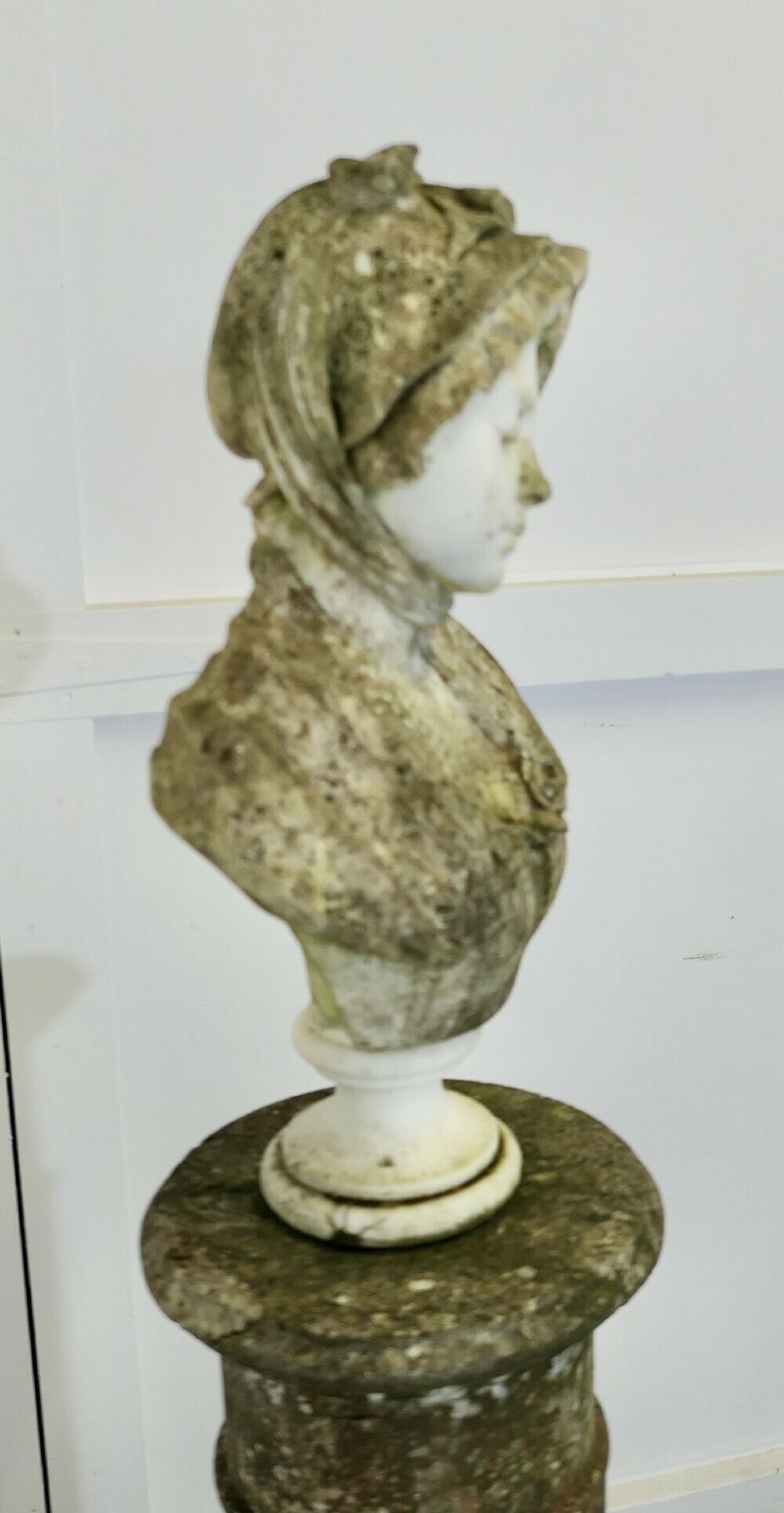 19th Century Carved Carrara Marble Bust Of A Young Girl After Greuze photo buy