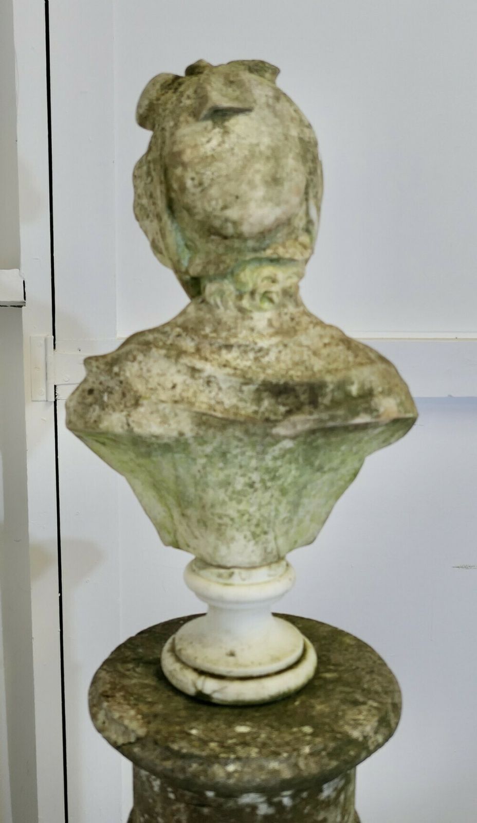 photo furniture 19th Century Carved Carrara Marble Bust Of A Young Girl After Greuze