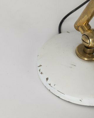 photo for sale Vintage Italian Table Lamp In Brass And White Metal, 1960s